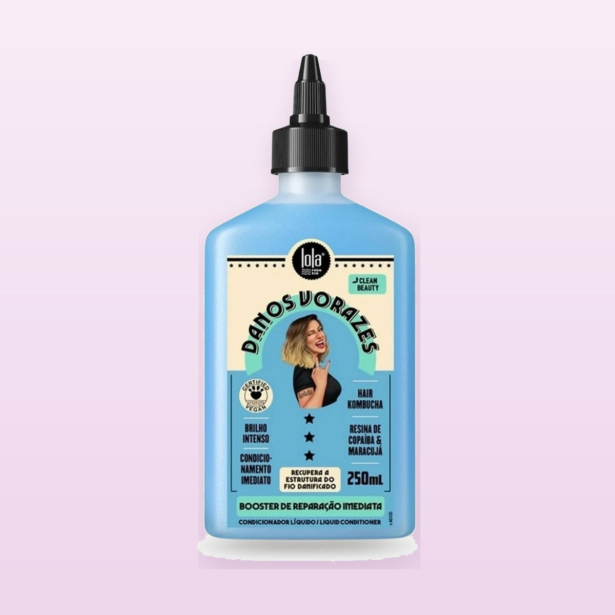Lola Cosmetics Danos Vorazes Immediate Repair Booster 250ml on a soft pastel background