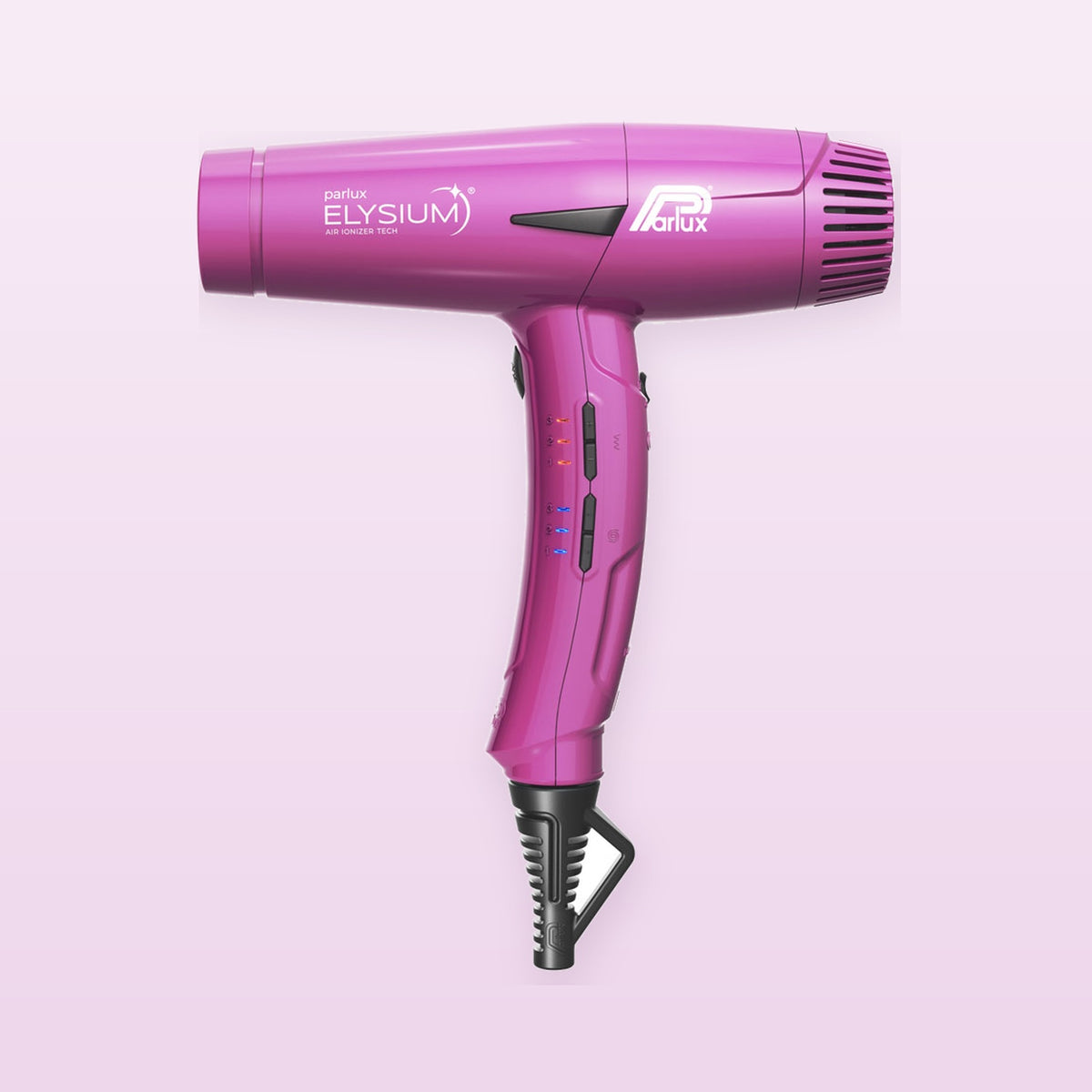 Parlux Elysium professional hair dryer Fuchsia on a soft pastel background