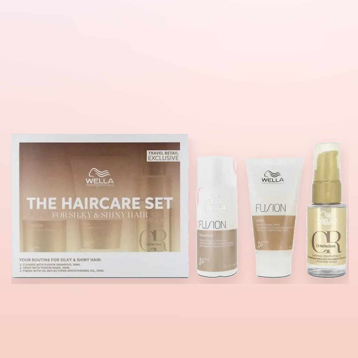 Wella Professionals The Haircare Set on a clean soft pastel background